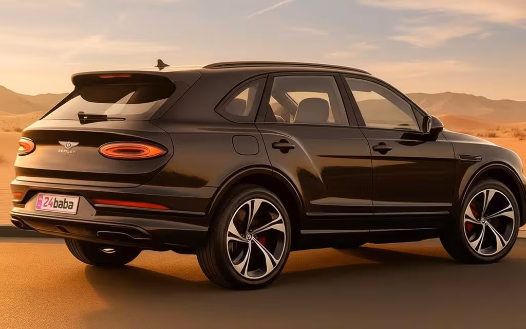 Bentley Bentayga 2025 Black rear view showing taillights – rental in Dubai