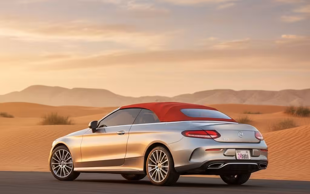 Mercedes C300 2020 Silver rear view showing taillights