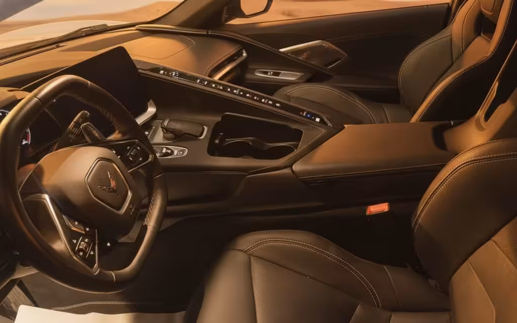 Chevrolet Corvette 2024 interior view showing trim – rental in Dubai