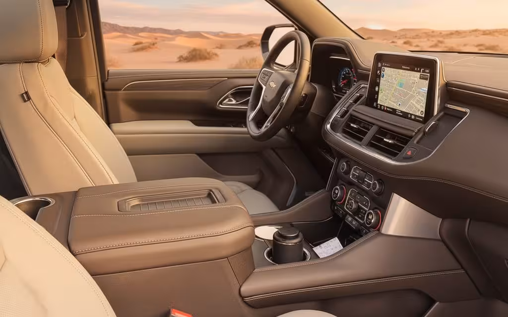 Chevrolet Tahoe 2024 interior view showing trim – rental in Dubai