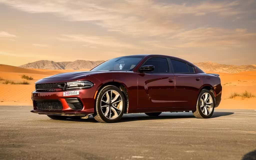 Dodge Charger 2021 Red side profile – rental in Dubai