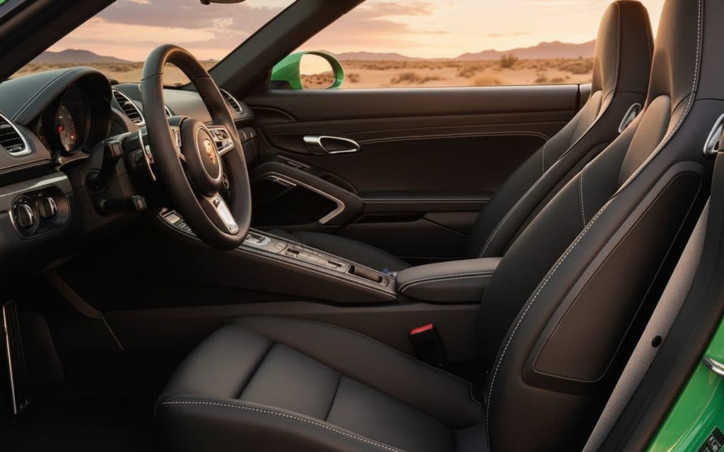 Porsche Boxster 2023 leather seats and cabin