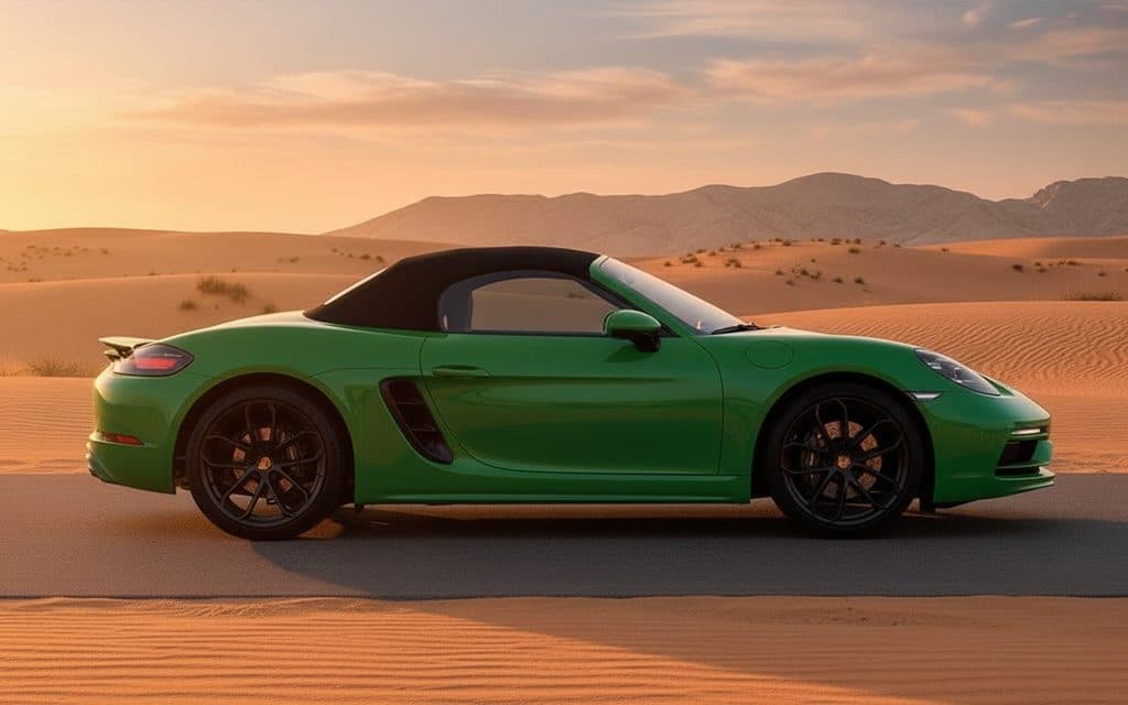 Porsche Boxster 2023 Green side profile