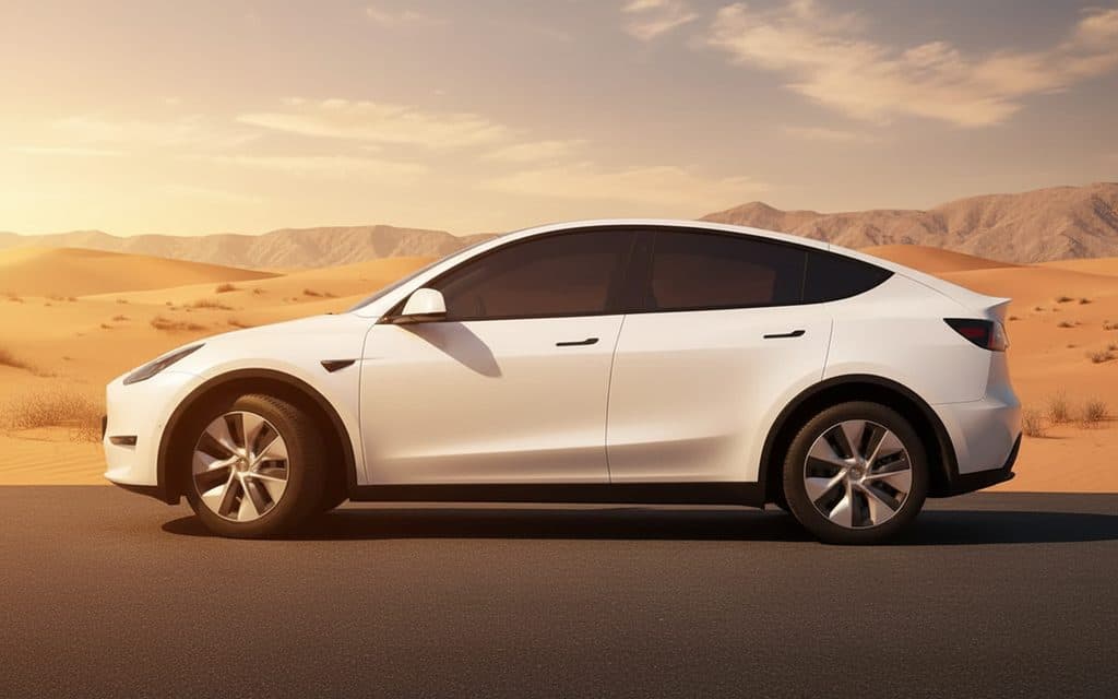 Tesla Model Y 2022 White side profile