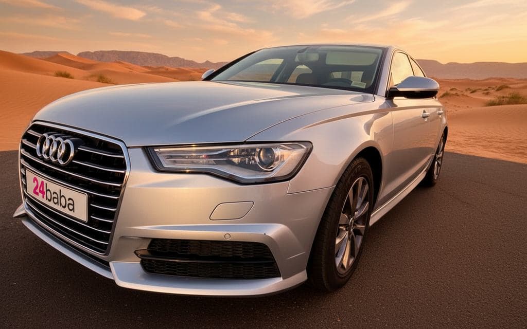 Audi A6 2025 Silver front view with headlights