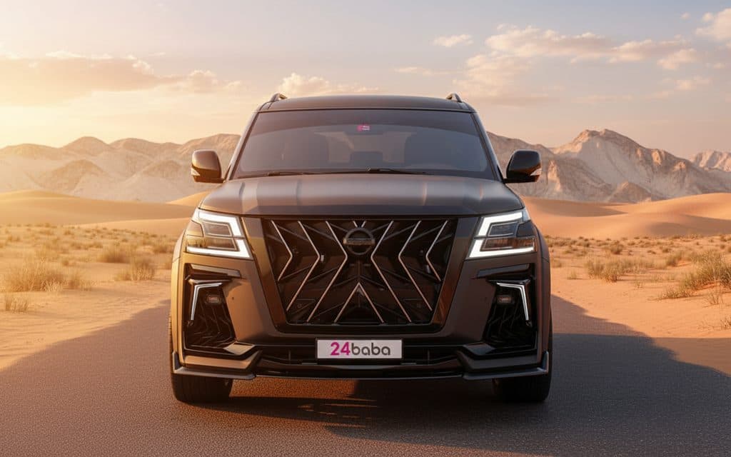 Nissan Patrol 2025 Grey front view with headlights