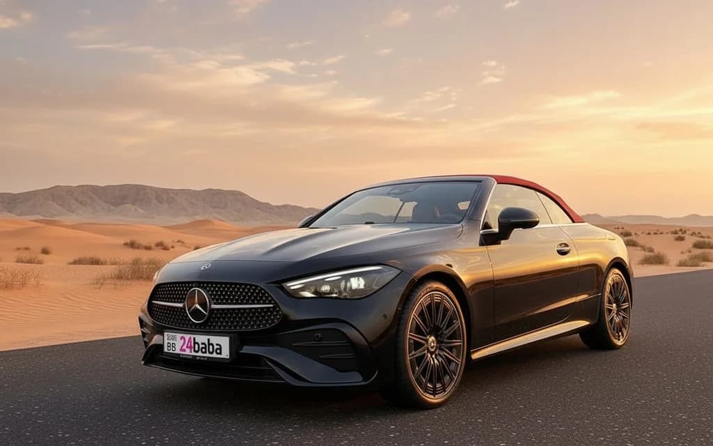 Mercedes Cle200 2024 Black front view with headlights