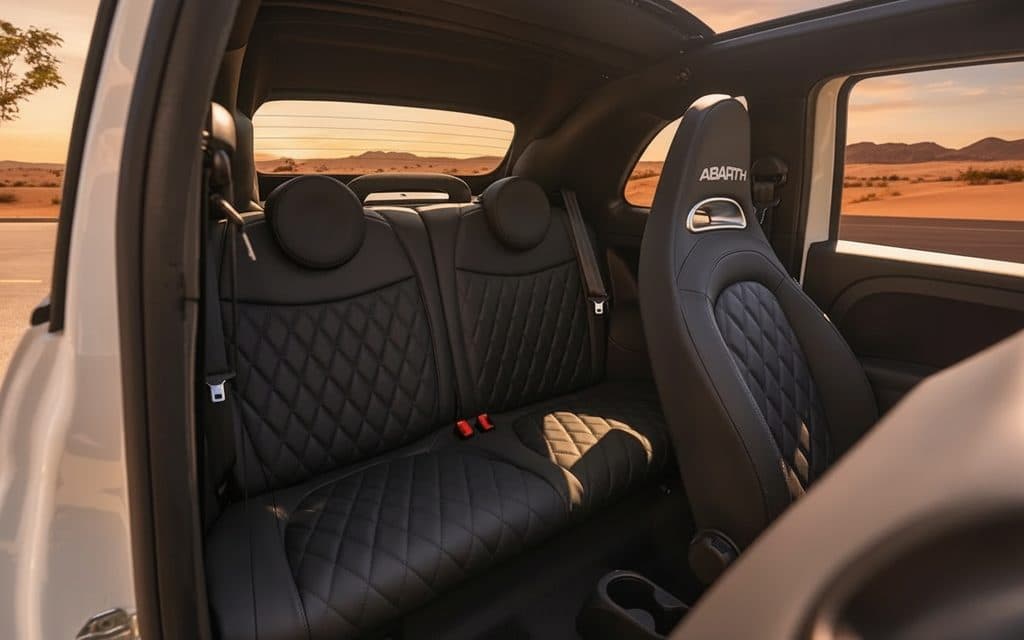 Fiat 500 2023 leather seats and cabin – rental in Dubai