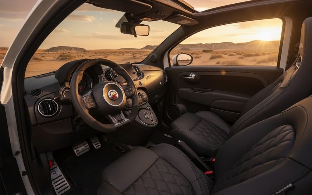 Fiat 500 2023 dashboard and infotainment – rental in Dubai