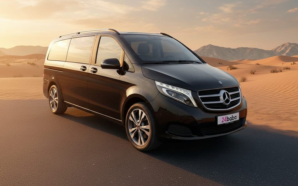 Mercedes V Class 2020 Black front view with headlights