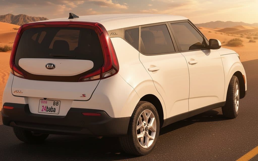Kia Soul 2021 White rear view showing taillights
