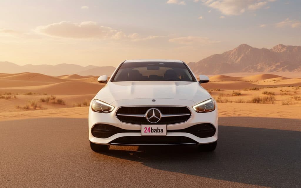 Mercedes C300 2023 White rental in Dubai