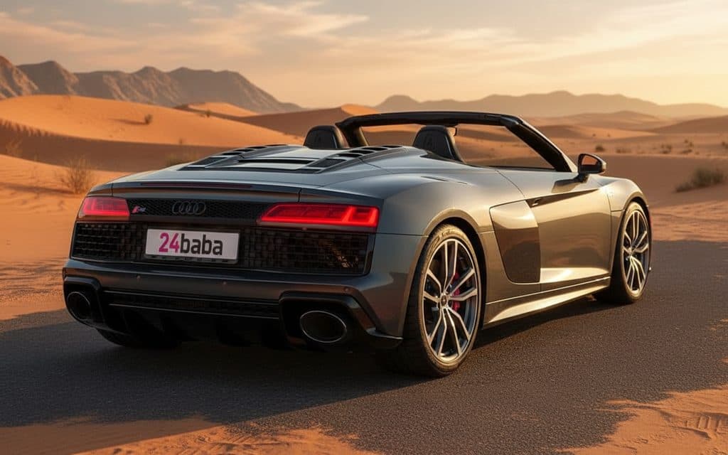 Audi R8 2022 Grey rear view showing taillights