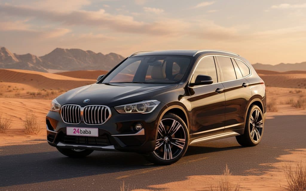 Bmw X1 2022 Black front view with headlights