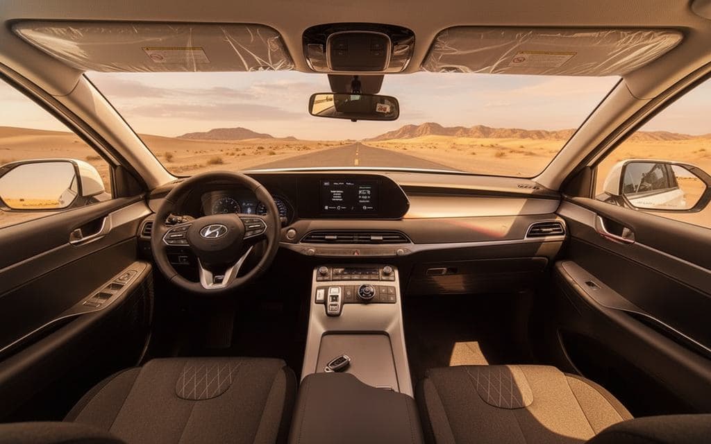 Hyundai Palisade 2022 interior view showing trim – rental in Dubai