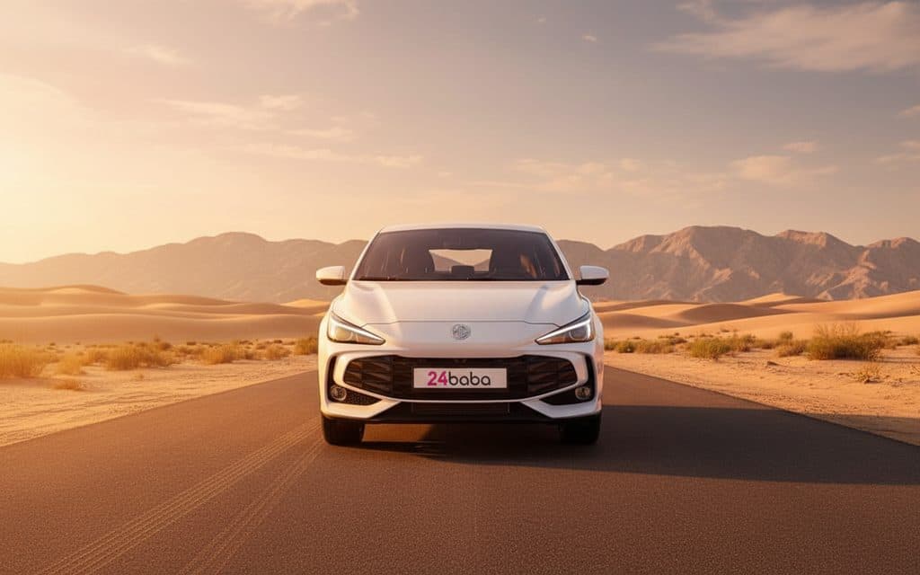 Mg 3 2024 White front view with headlights