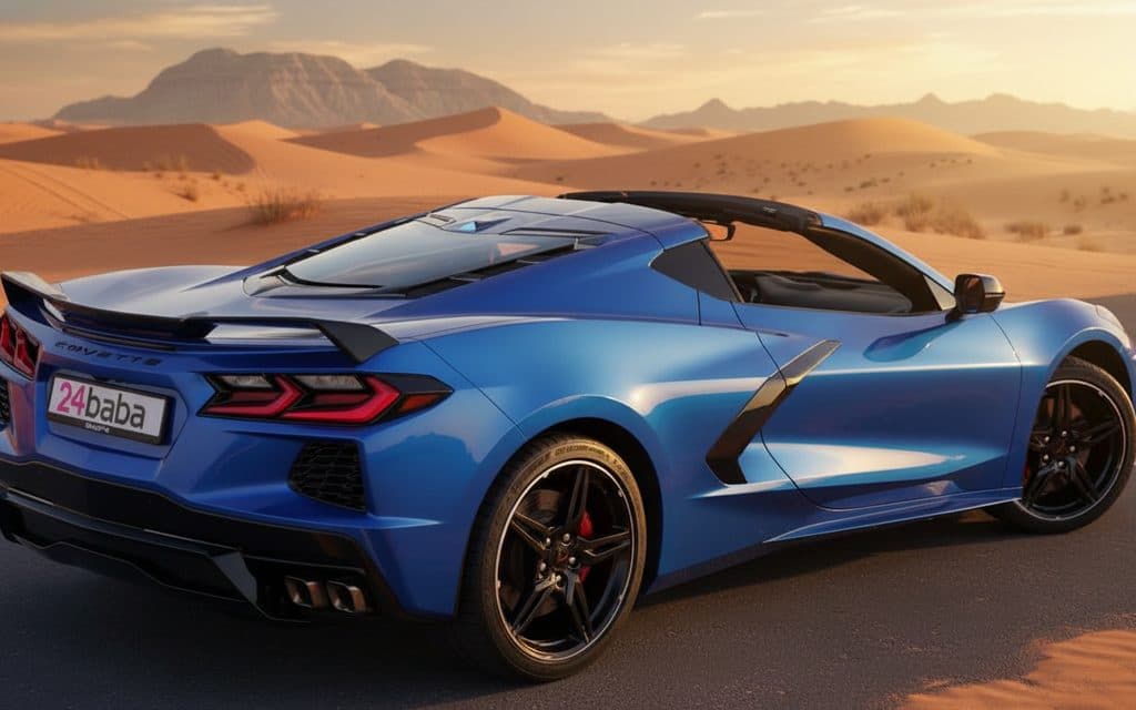 Chevrolet Corvette 2022 Blue rear view showing taillights