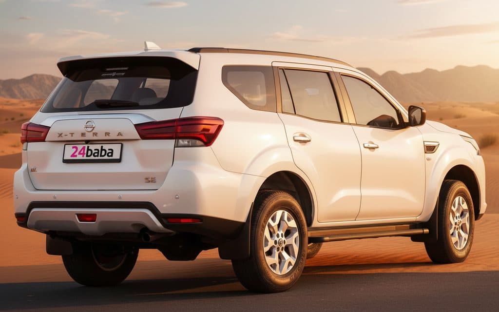 Nissan X Terra 2024 White rear view showing taillights