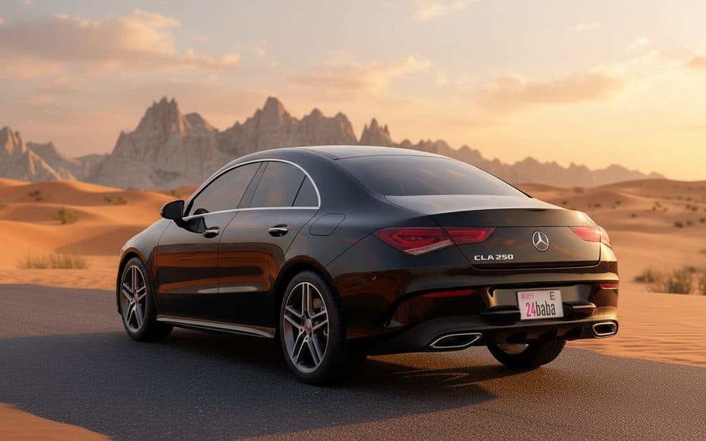 Mercedes Cla250 2024 Black rear view showing taillights