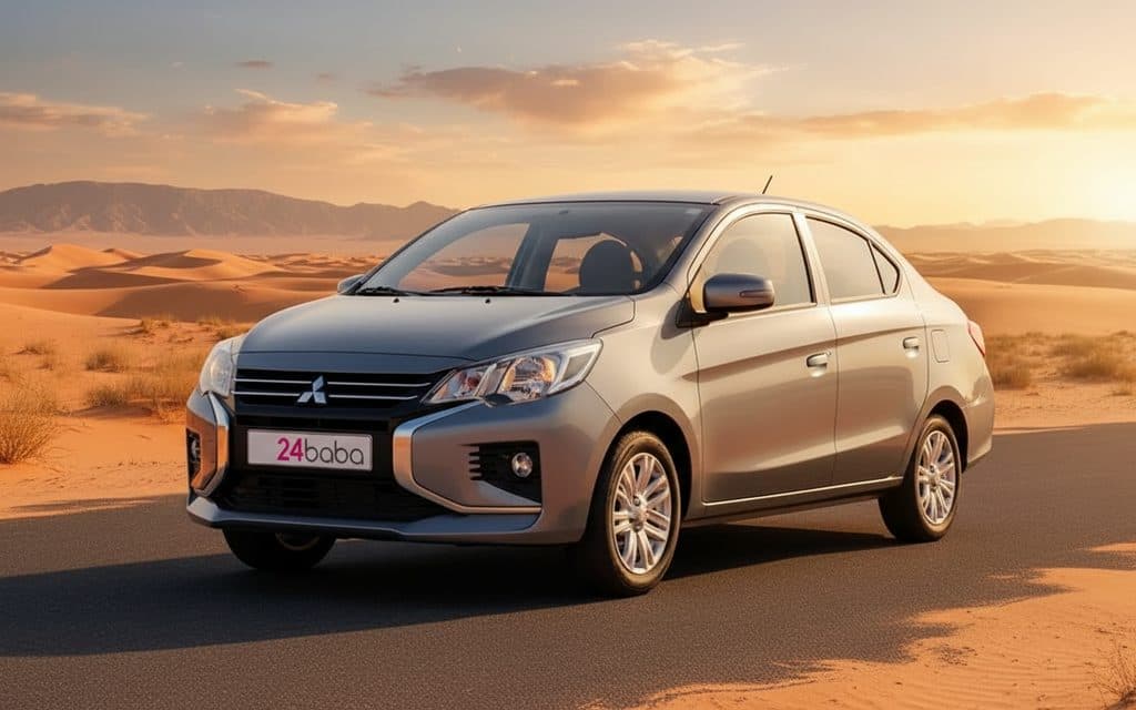 Rent Mitsubishi Attrage 2023 Silver in Dubai