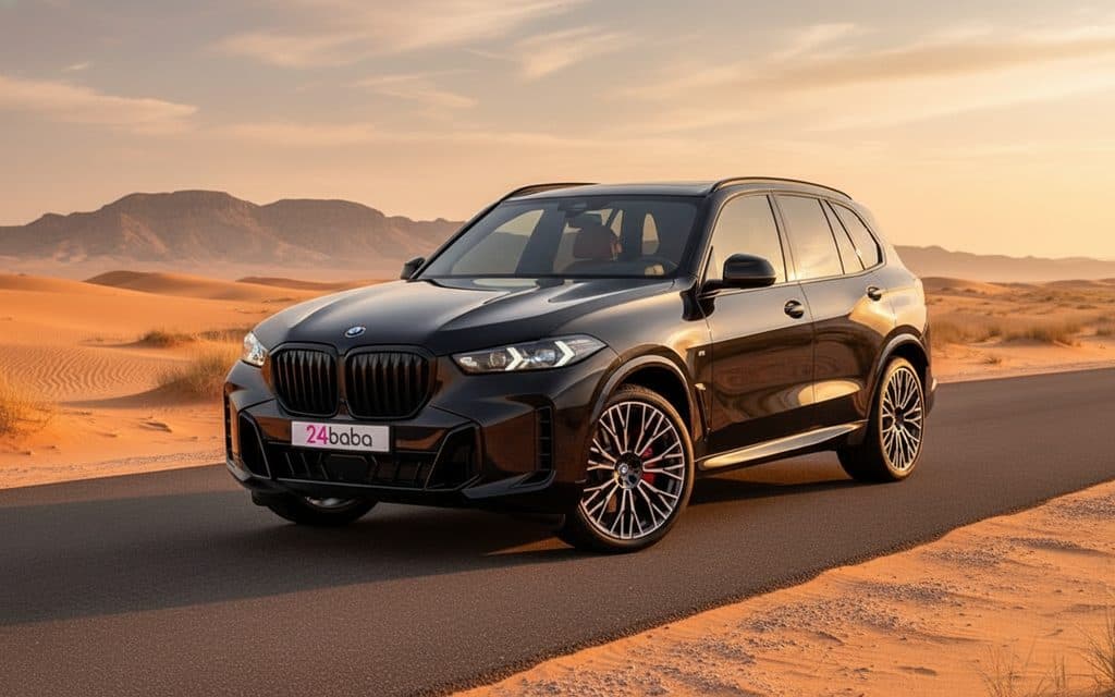 Bmw X5 2025 Black front view with headlights