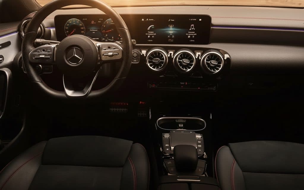 Mercedes Cla35 2023 dashboard and infotainment