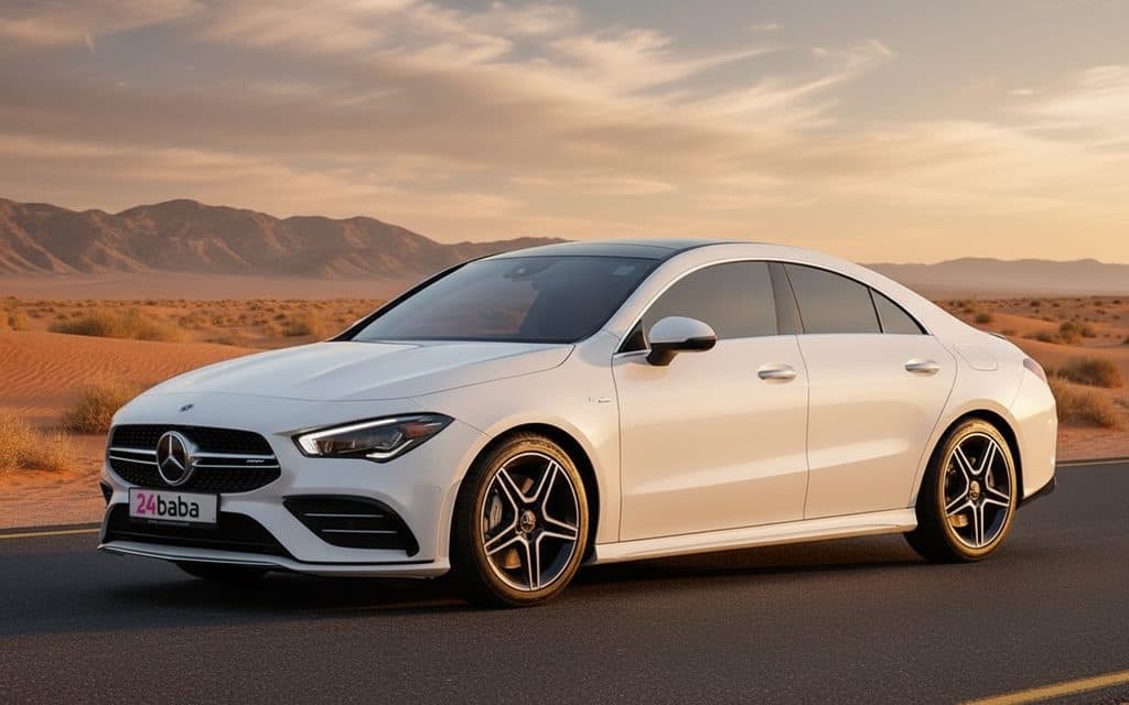 Mercedes Cla35 2023 White front view with headlights