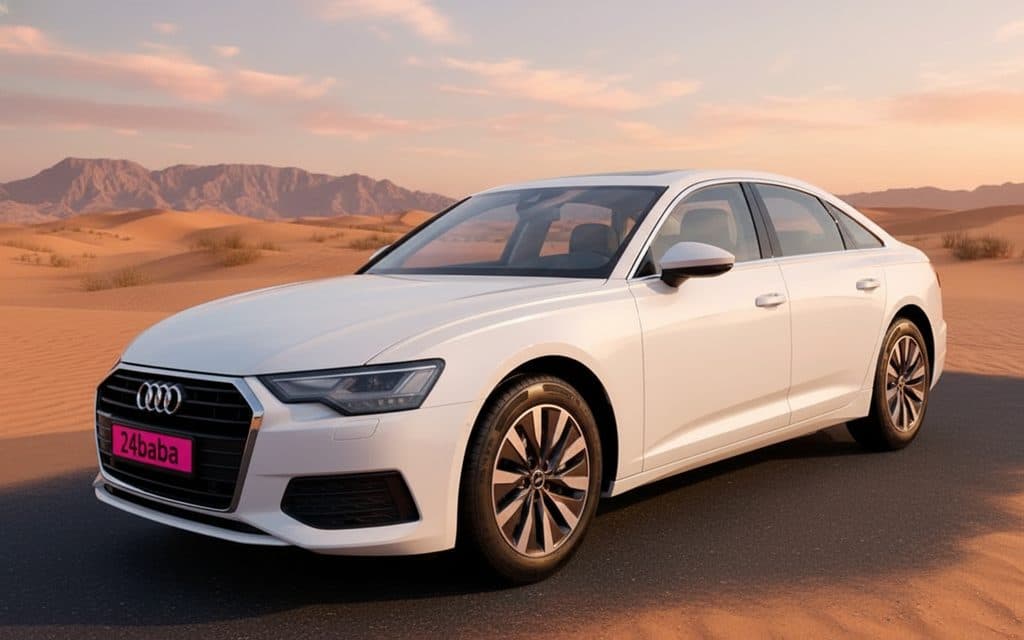 Audi A6 2021 White front view with headlights