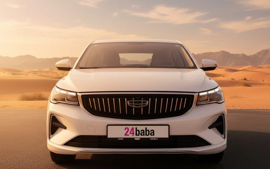 Geely Emgrand 2023 White front view with headlights