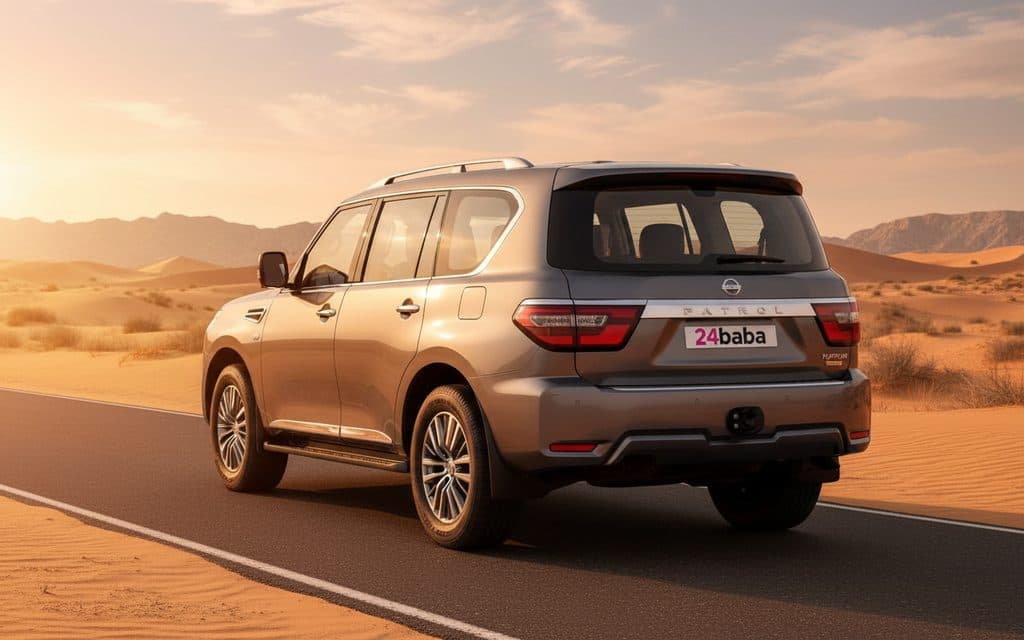 Nissan Patrol 2021 Grey rear view showing taillights