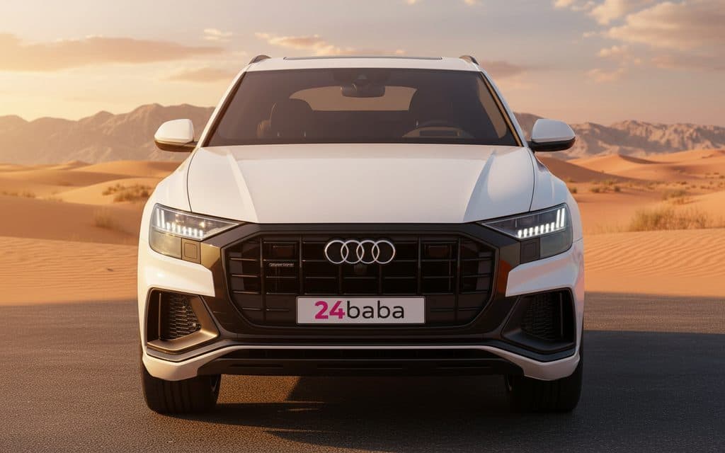 Audi Q8 2021 White rental in Dubai