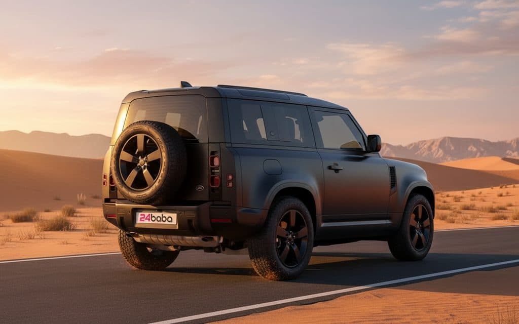 LandRover Defender 2024 Black rear view showing taillights