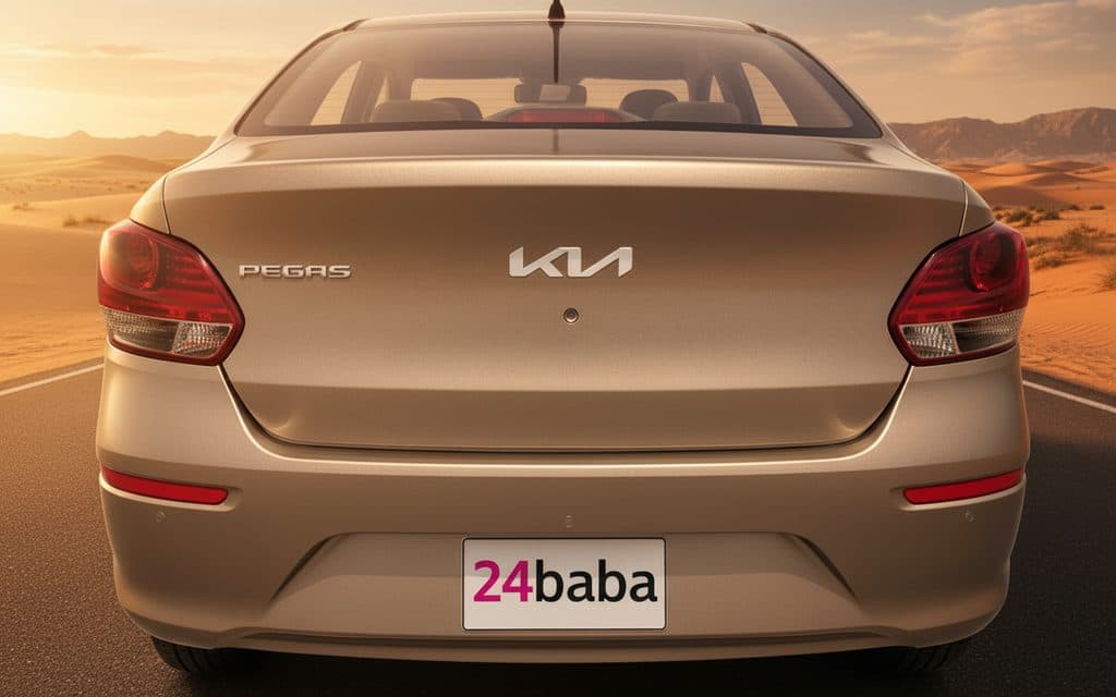 Kia Pegas 2022 Grey rear view showing taillights