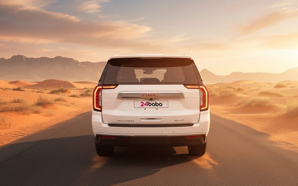 Gmc Yukon 2024 White rear view showing taillights