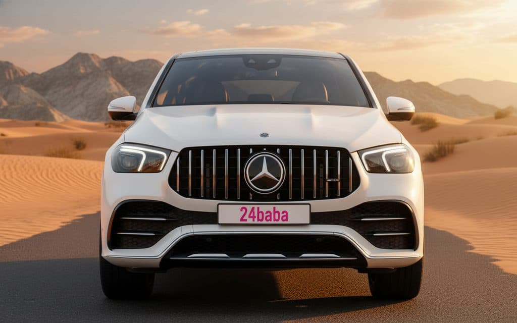 Mercedes Gle53 2023 White front view with headlights