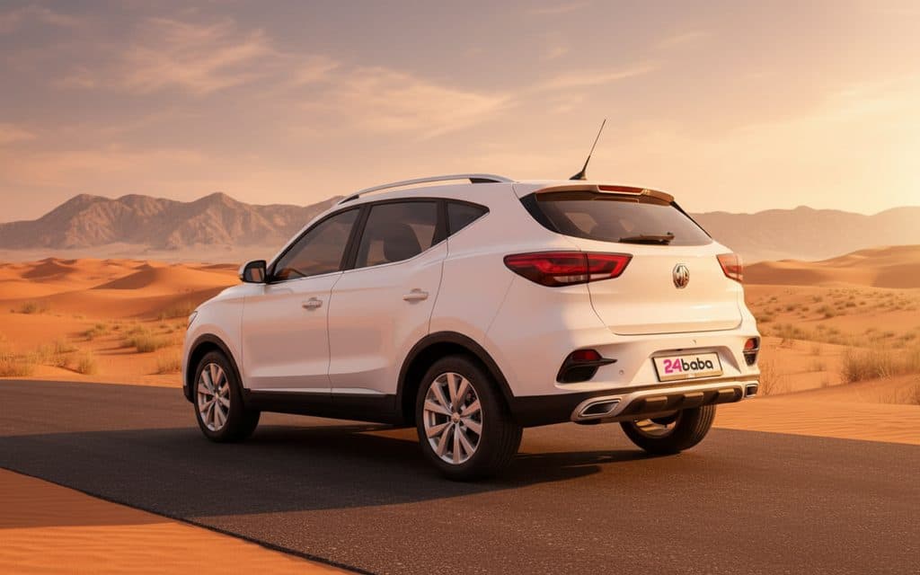 Mg Zs 2023 White rear view showing taillights