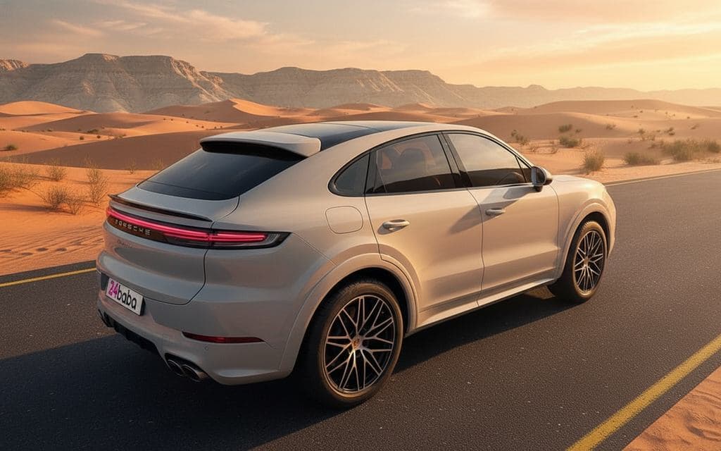 Porsche Cayenne 2024 White rear view showing taillights