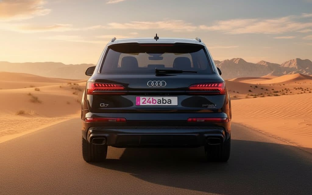 Audi Q7 2024 Black rear view showing taillights
