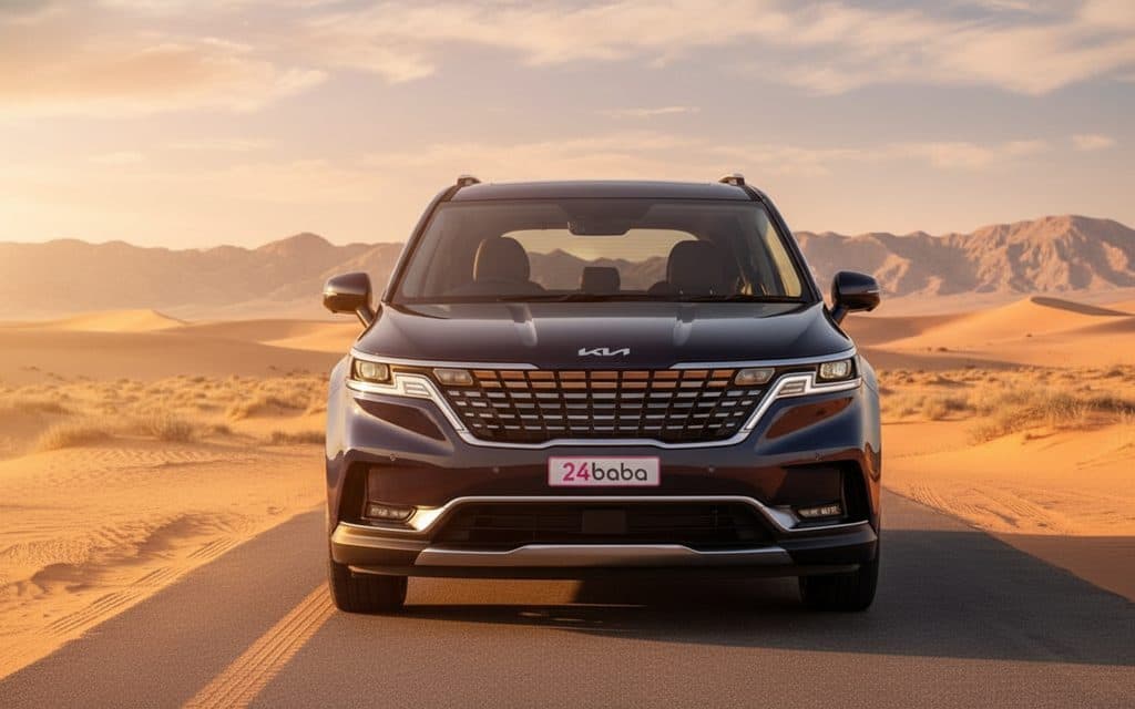 Kia Carnival 2023 Black front view with headlights