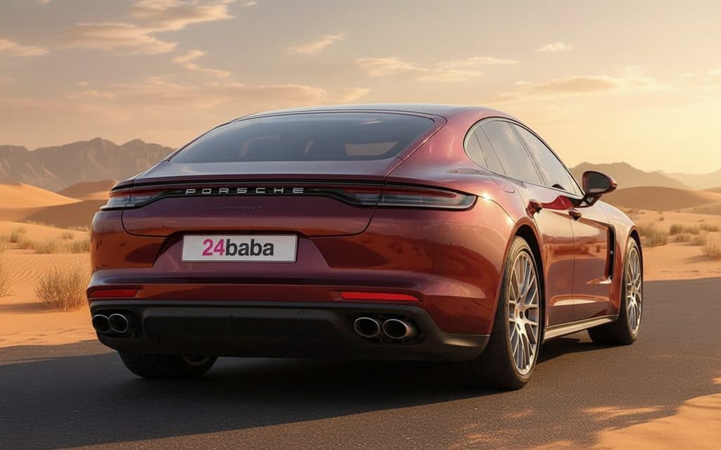 Porsche Panamera 2022 Red rear view showing taillights
