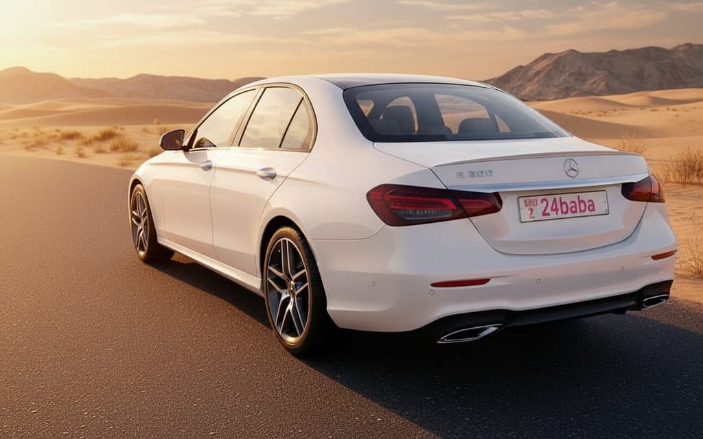 Mercedes E300 2023 White rear view showing taillights