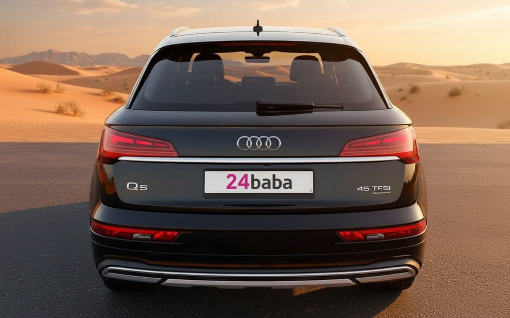 Audi Q5 2022 Black rear view showing taillights