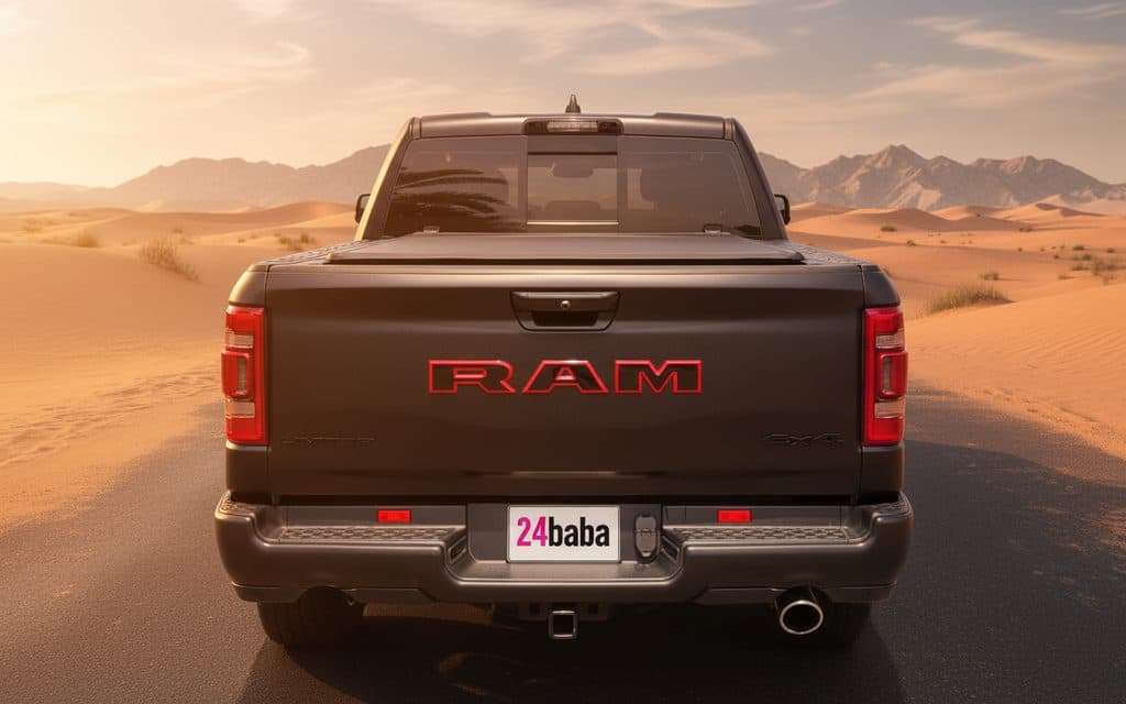Dodge Ram 2022 Grey rear view showing taillights