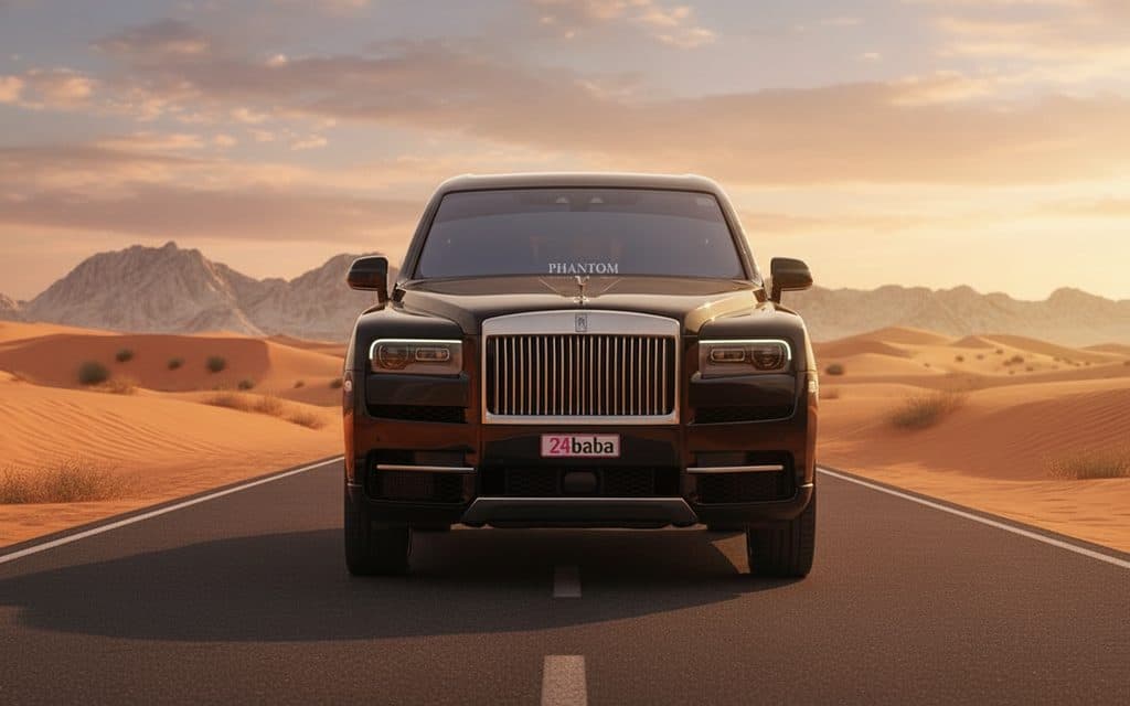 RollsRoyce Cullinan 2024 Black front view with headlights