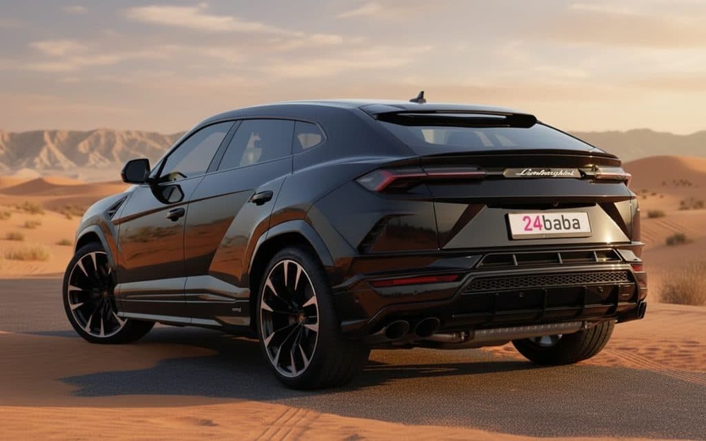 Lamborghini Urus 2025 Black rear view showing taillights
