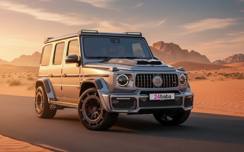 Mercedes G800 2023 Silver front view with headlights