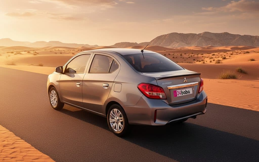 Mitsubishi Attrage 2022 Grey rear view showing taillights