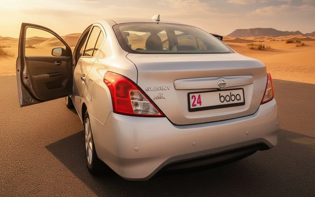 Nissan Sunny 2024 White rear view showing taillights