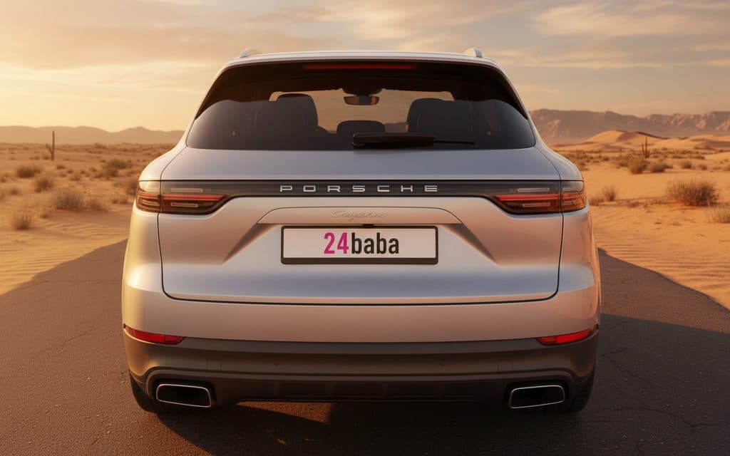 Porsche Cayenne 2023 Silver rear view showing taillights