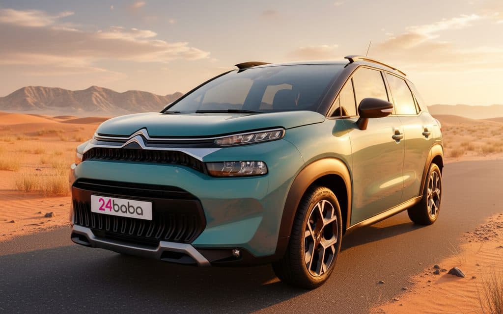 Citroen C3 2024 Green front view with headlights